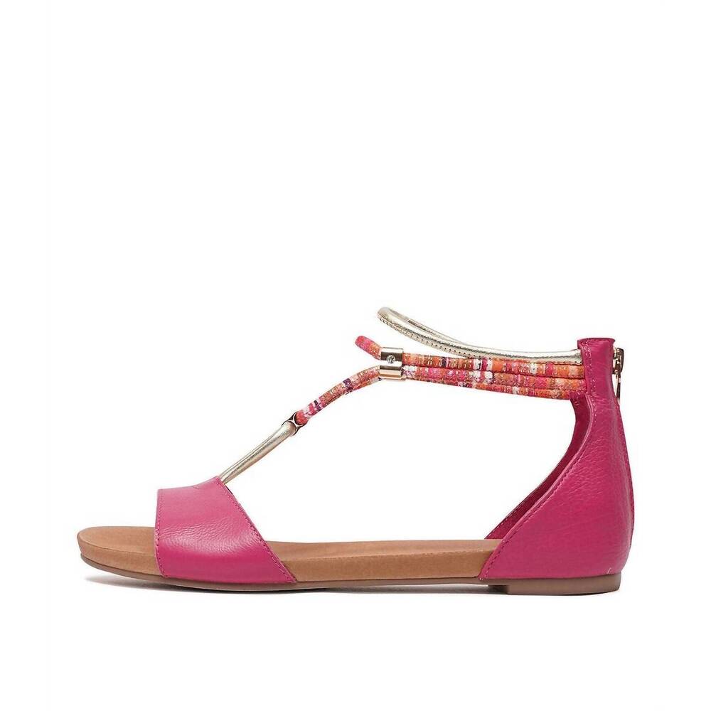 NEW DJANGO & JULIETTE women's jazmin leather sandals in fuchsia